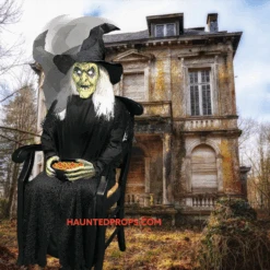 21" Animated Sitting Witch Halloween Prop