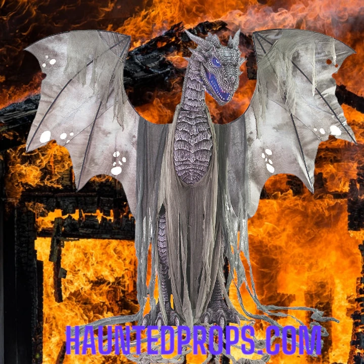 7' Animated Winter Dragon Halloween Decoration 2 7' Animated Winter Dragon Halloween Decoration - Image 2