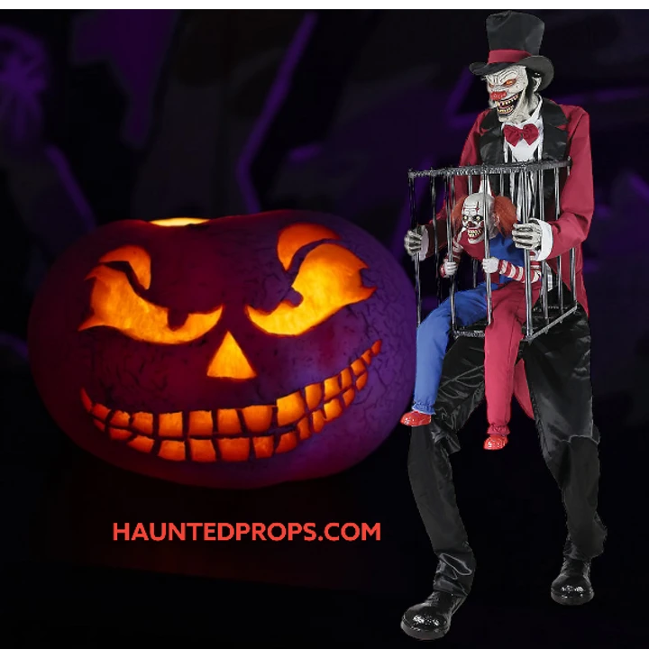 7-Ft Rotten Ringmaster With Clown Animated Prop 1 7-Ft Rotten Ringmaster With Clown Animated Prop