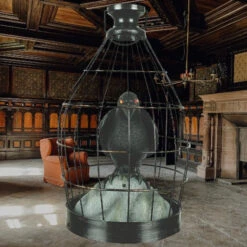 15" Animated Crow In Cage I