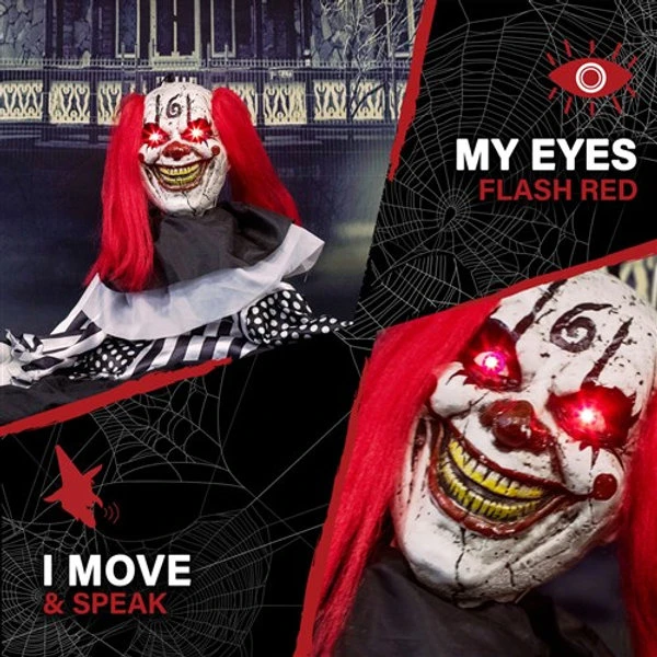 18" Animated Black And White Clown Groundbreaker 1 18" Animated Black And White Clown Groundbreaker