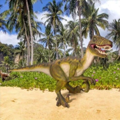 Jurassic-Sized Dromaeosaurus Raptor Dinosaur Statue135"Wx54"Dx64"H. 209 Lbs.