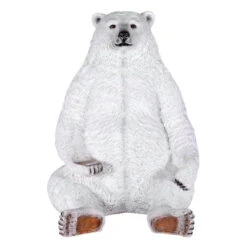 Sitting Pretty Oversized Polar Bear Statue With Paw Seat