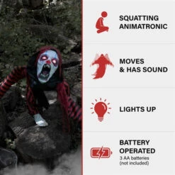 Animated Crouching Menacing Clown